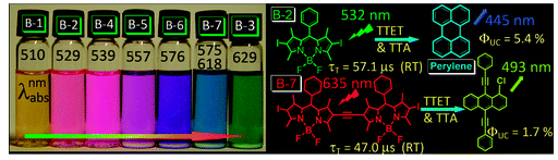 21.Organic Triplet Sensitizer Library Derived from a Single Chromophore (BODIPY) with Long-Lived Triplet Excited State for Triplet–Triplet Annihilation Based Upconversion. 